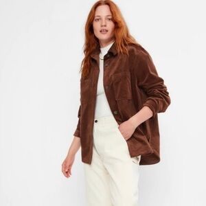 NWT Gap oversized corduroy twill shirt jacket in sable brown women’s XS